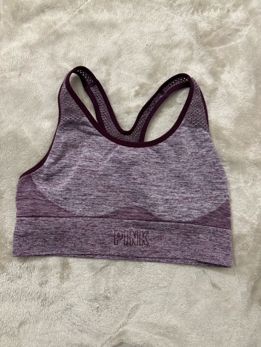 PINK Victoria's Secret Heathered Plum Seamless Racerback Sports Bra